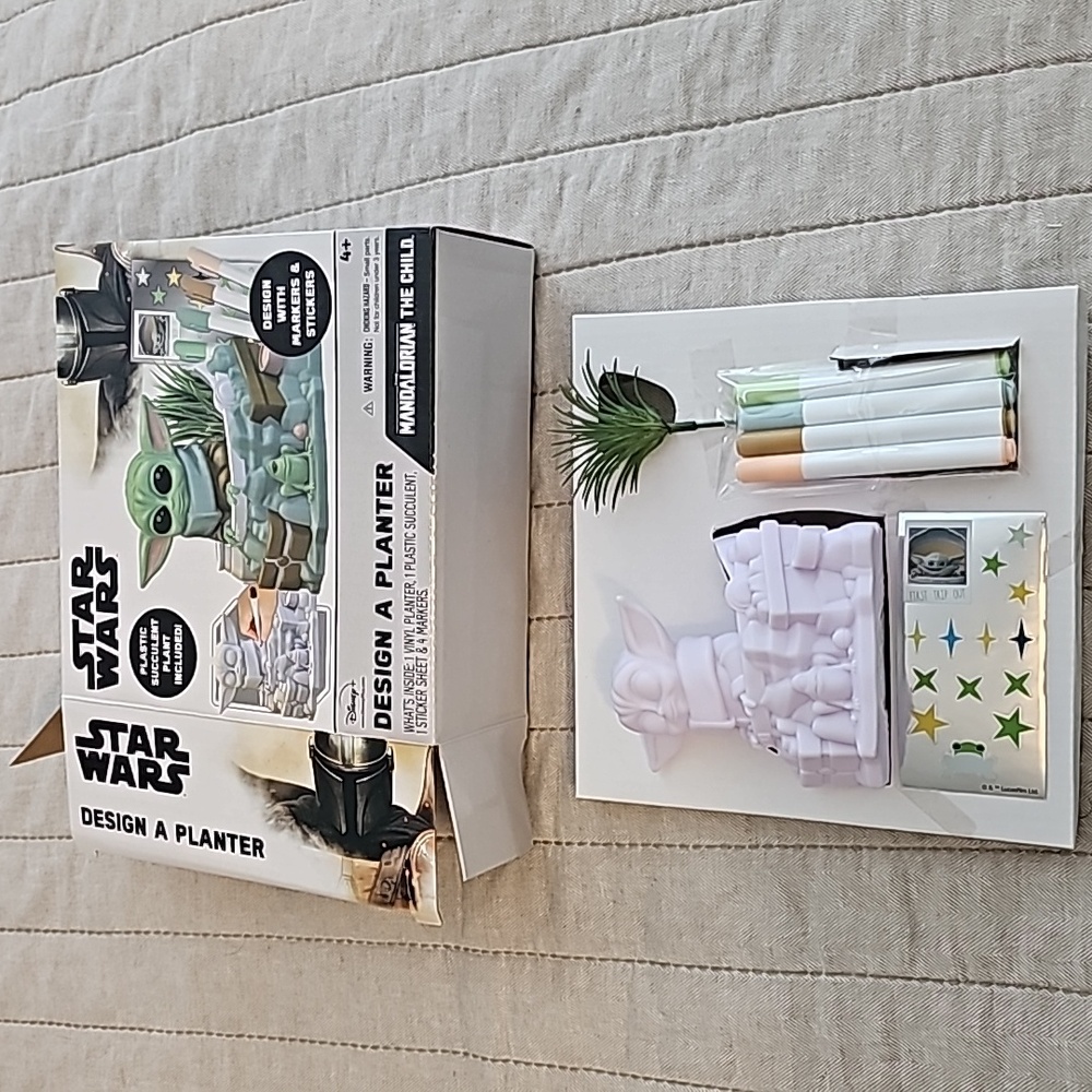 Baby Yoda, Grogu, planter coloring activity